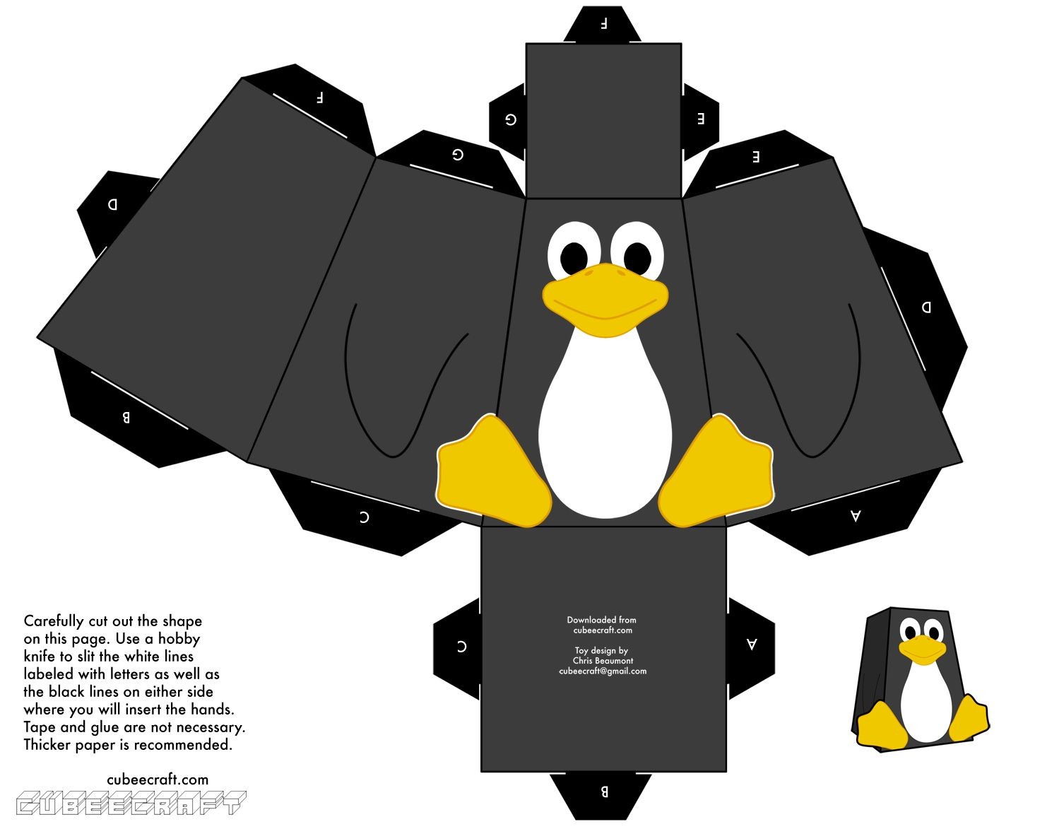 Paper model Penguin for gluing 