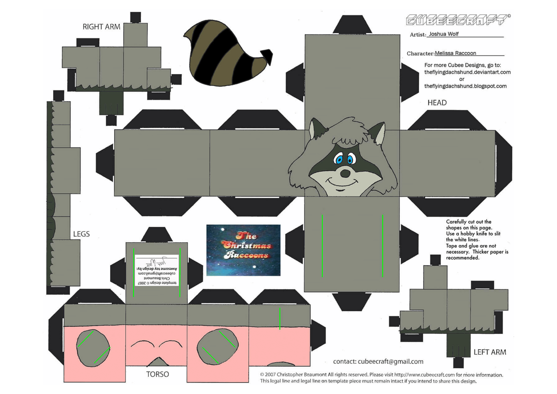 Raccoon Paper Model Free Printable Paper Template