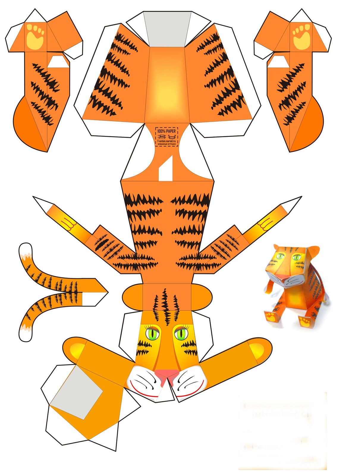 Paper model Tiger for gluing 
