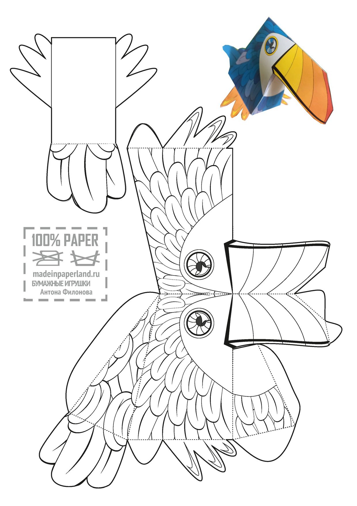 Paper model Toucan for gluing 