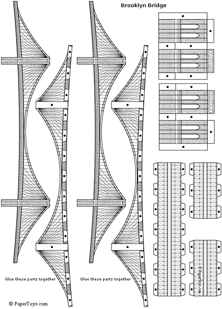 Paper model Brooklyn Bridge for gluing 