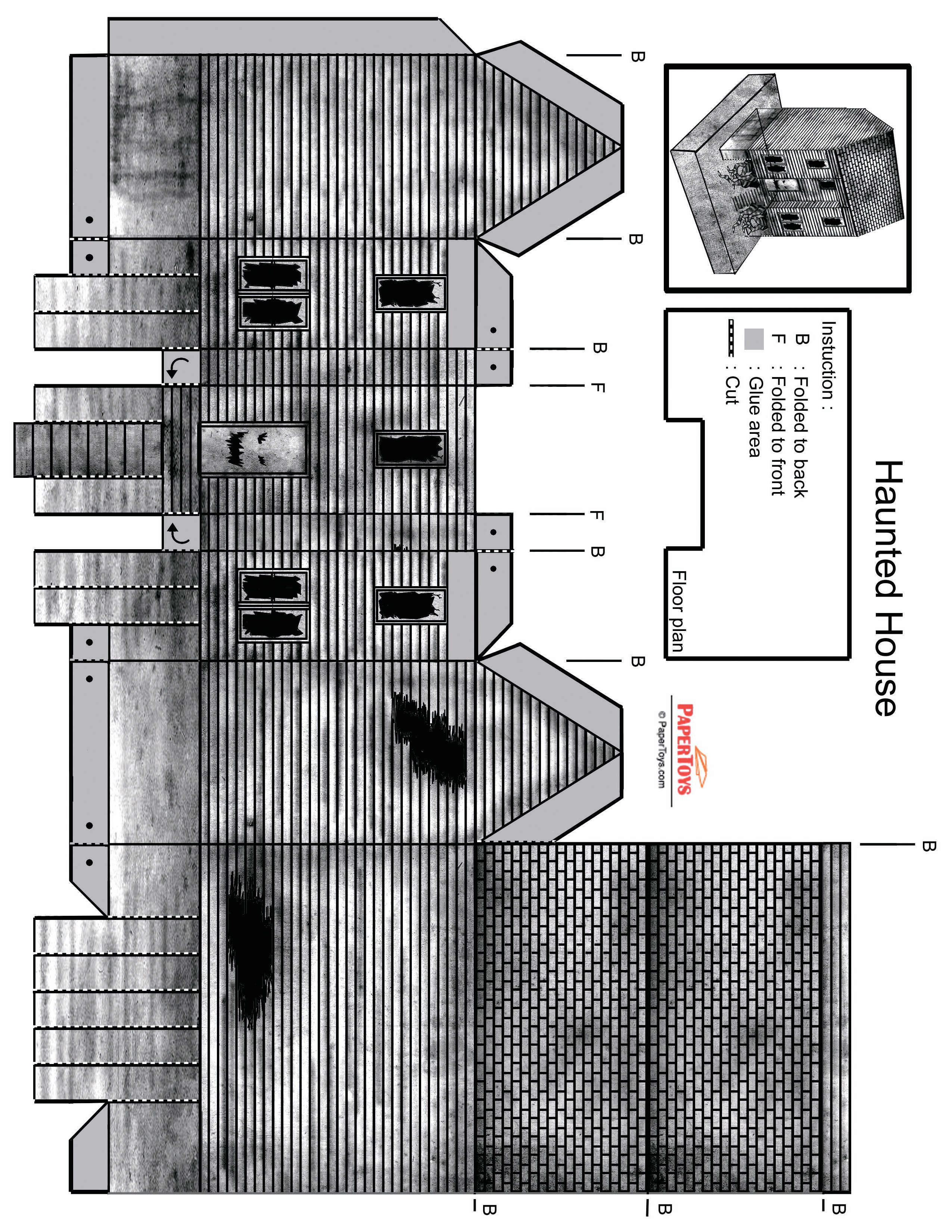 Haunted House Paper Model Free printable paper template