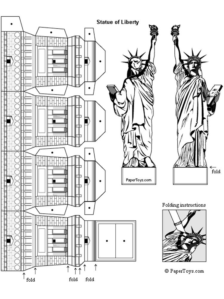 Paper model Statue of Liberty for gluing 