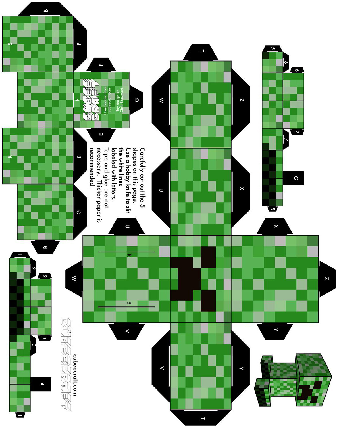 Creeper - Printable Minecraft Creeper Papercraft Template