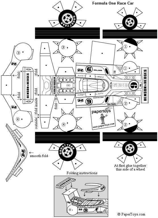Paper model Formula One Race Car for gluing 
