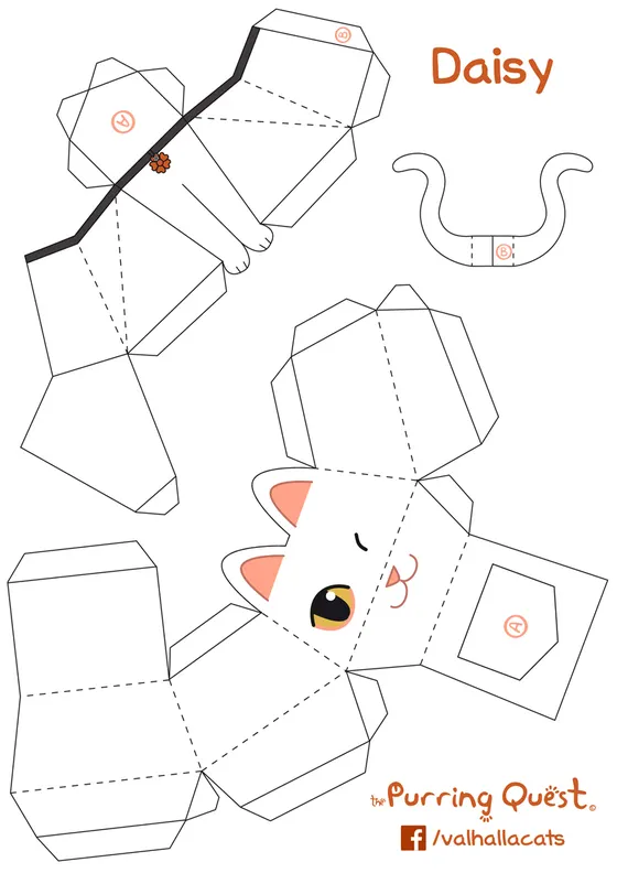 Cat paper model template