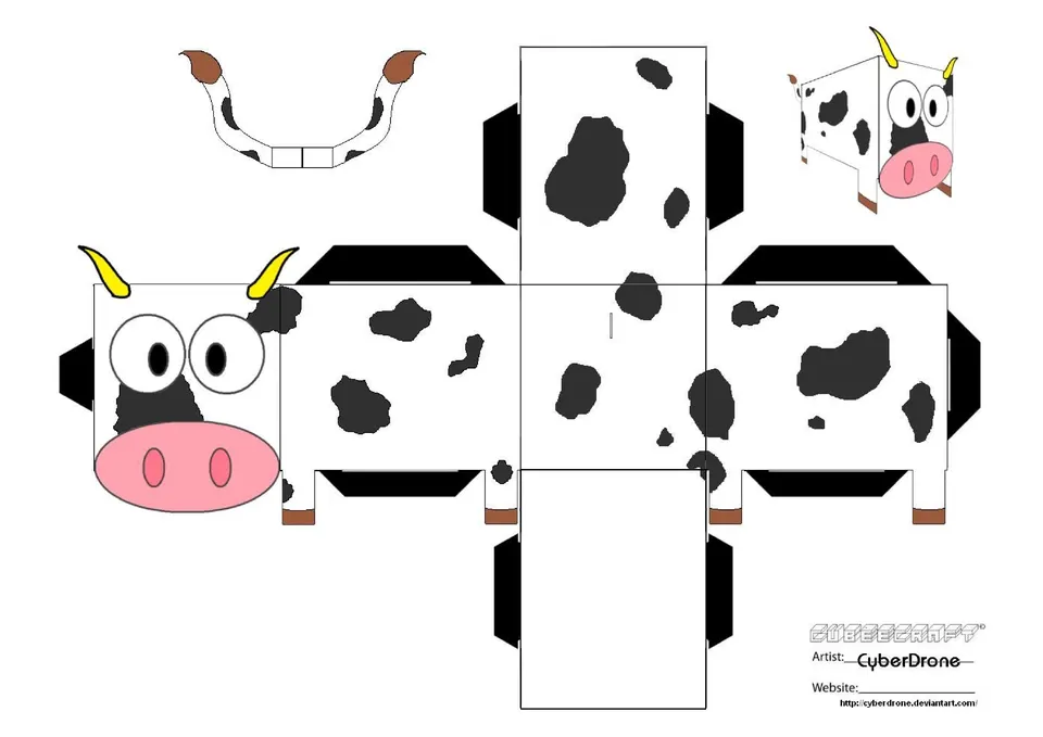 Cow paper model — printable template