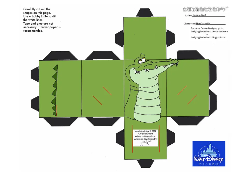 Crocodile paper model — printable template