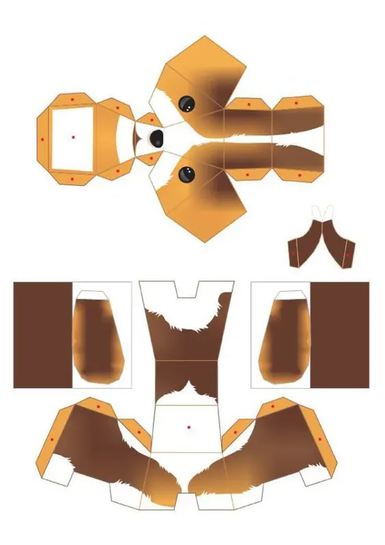 Dog paper model template