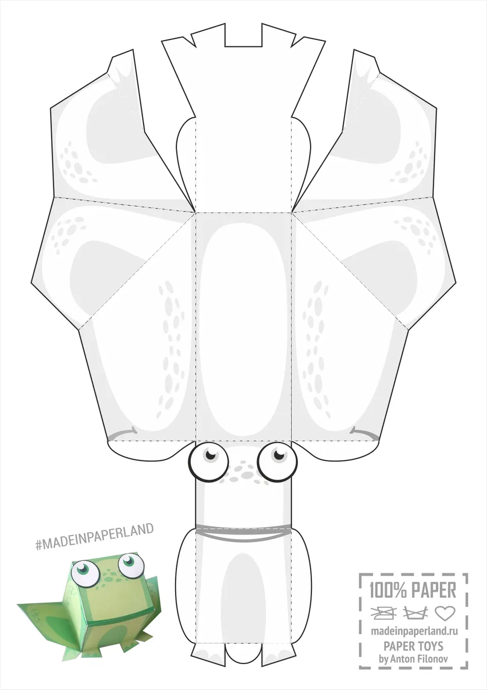 Frog paper model — printable template