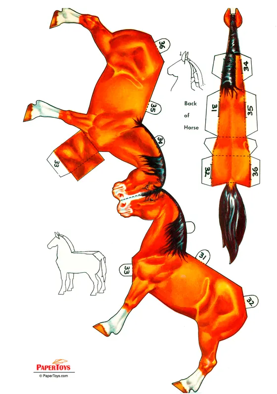 Horse paper model template