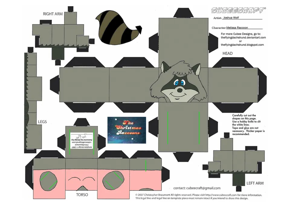 Raccoon paper model — printable template