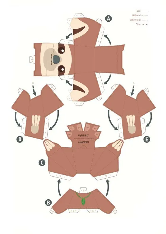Sloth paper model template