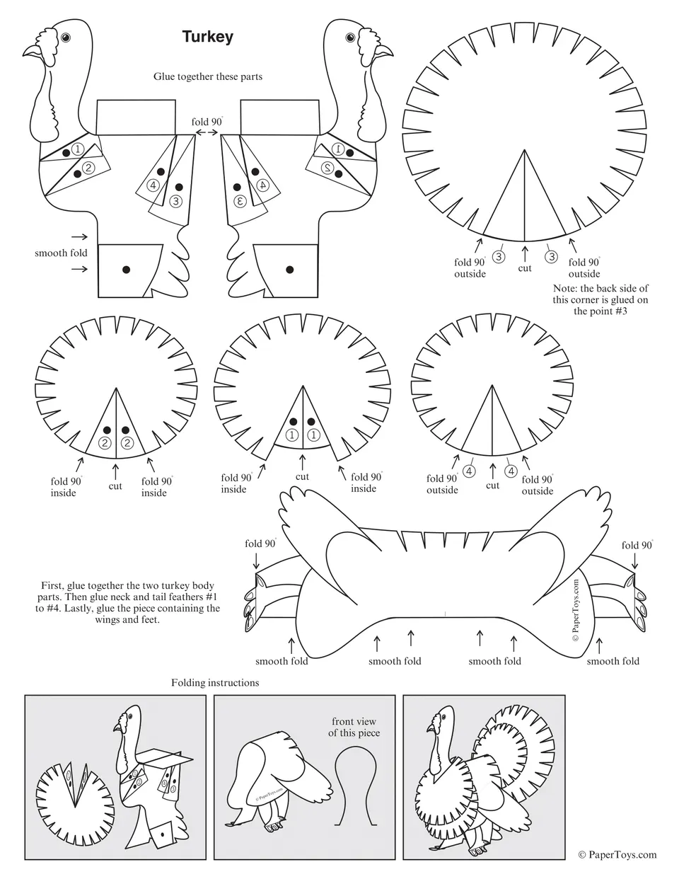 Thanksgiving Turkey paper model — printable template
