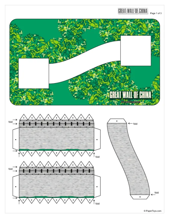 Great Wall of China paper model template