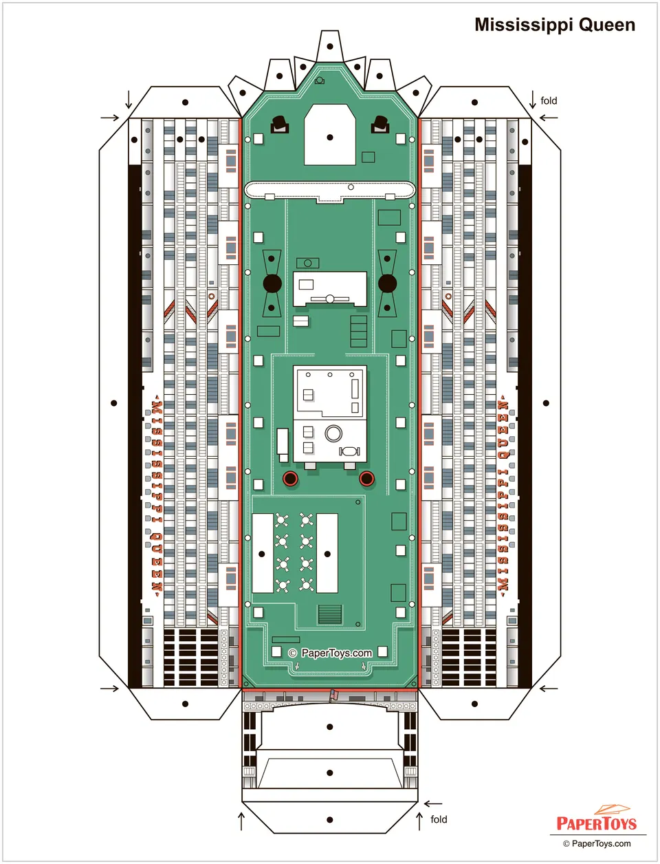 Mississippi Queen Riverboat paper model — printable template