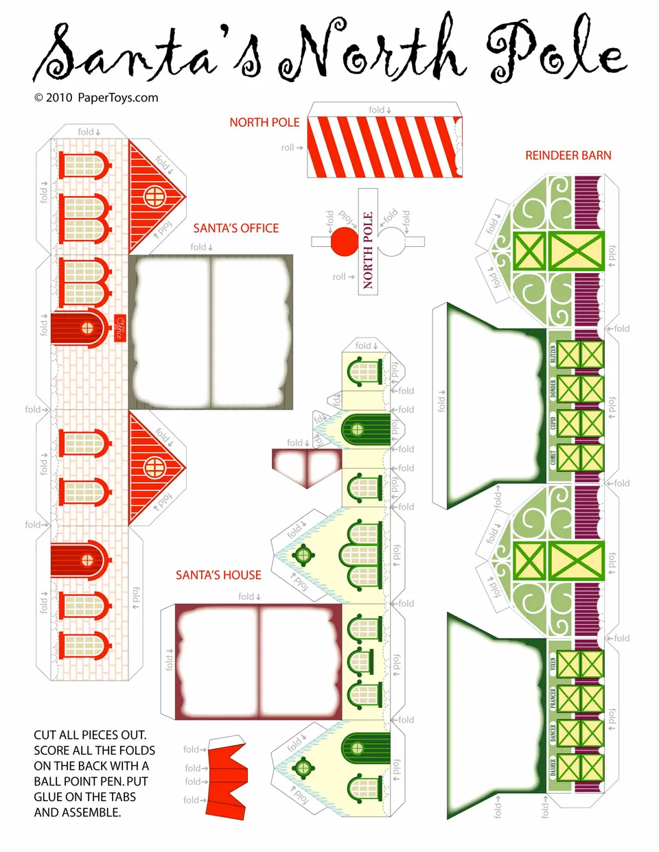 Santa House paper model — printable template
