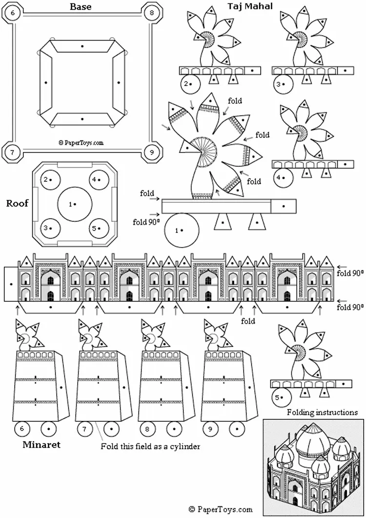 Taj Mahal paper model — printable template
