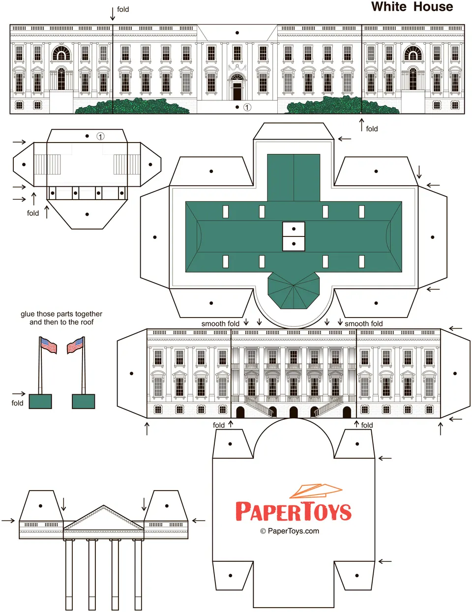 White House paper model — printable template