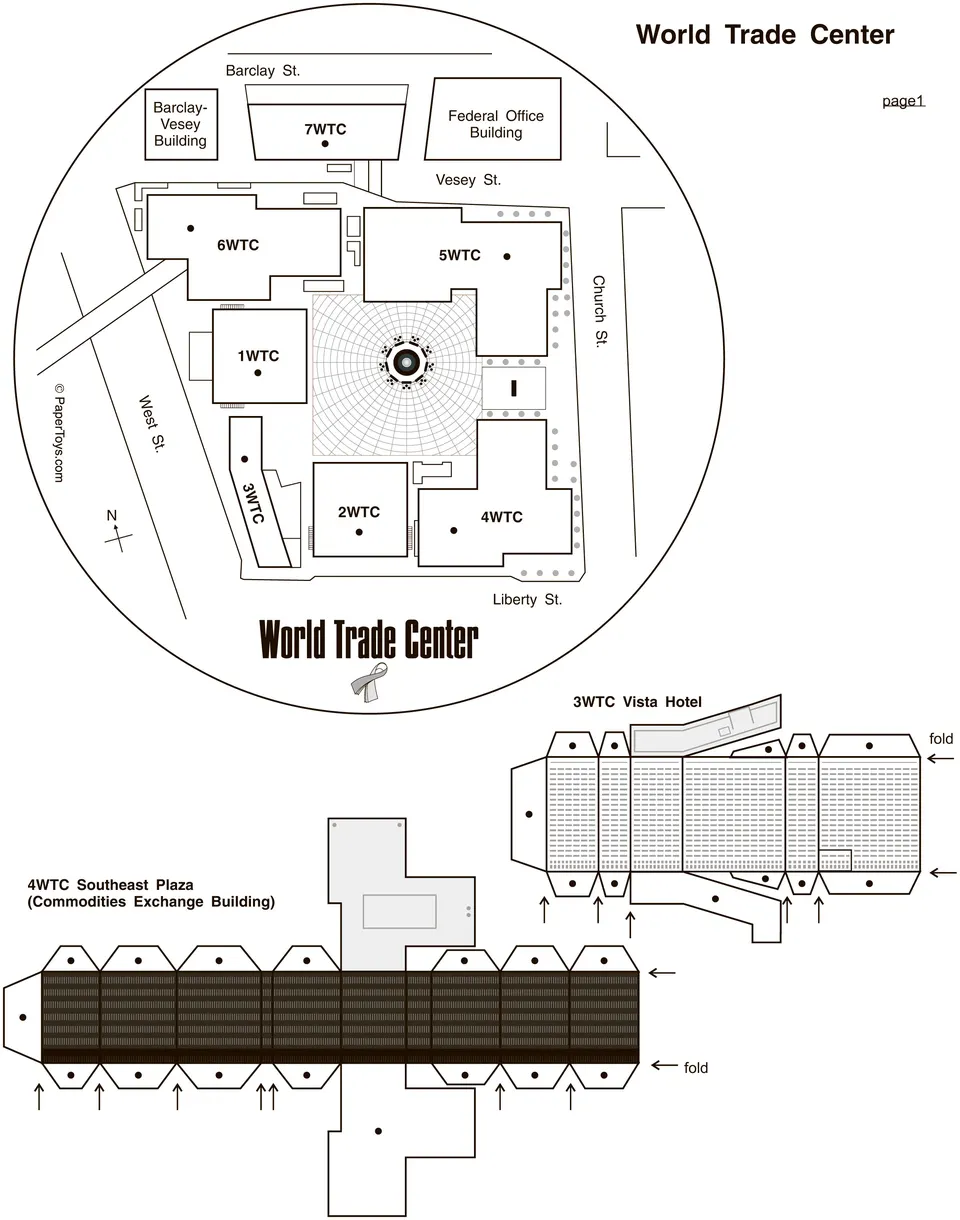 World Trade Center Complex paper model — printable template