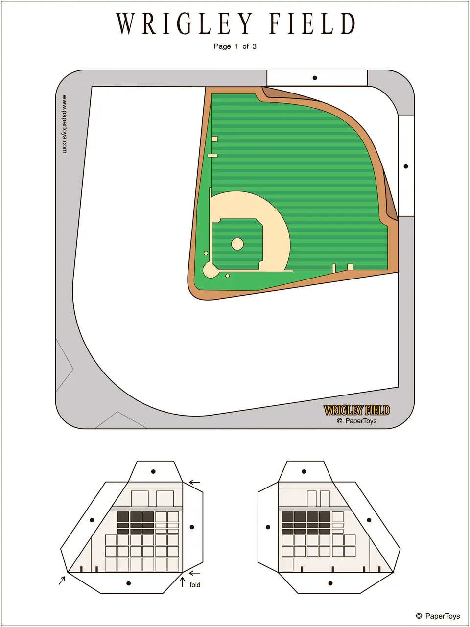 Wrigley Field paper model — printable template