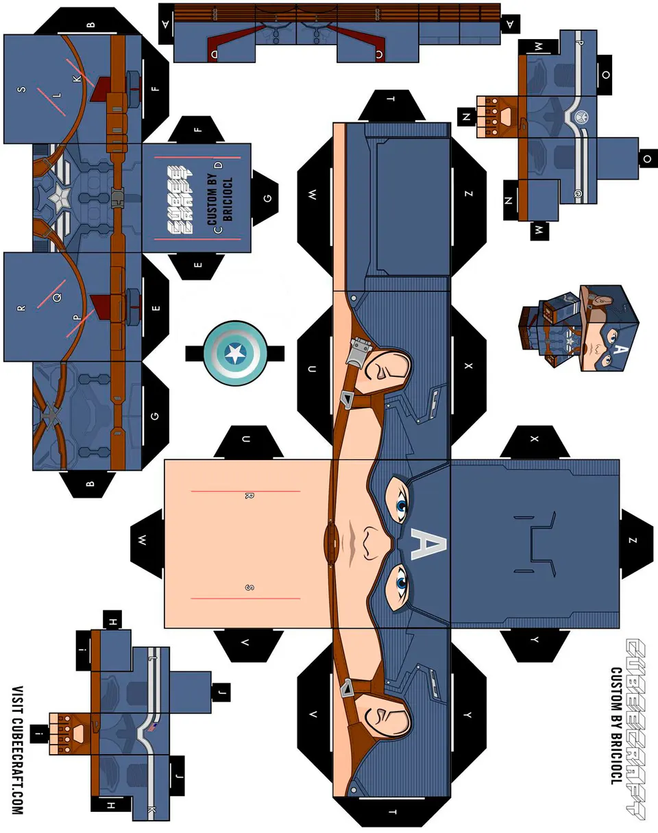 Captain America paper model — printable template
