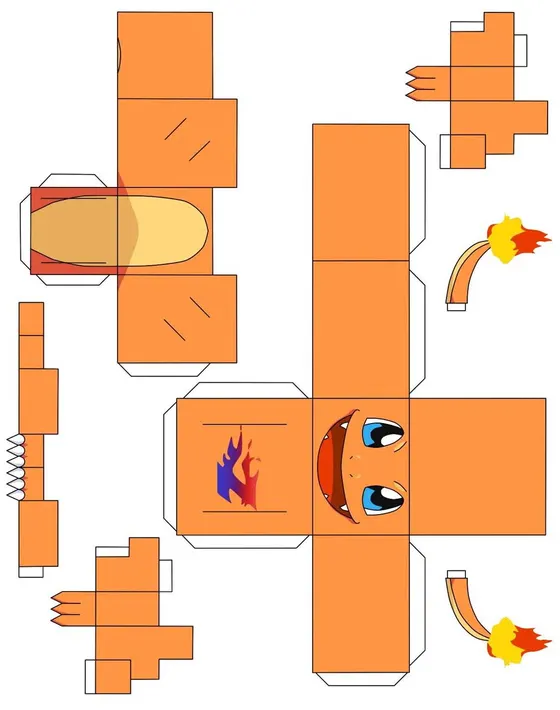Charmander Papercraft paper model template