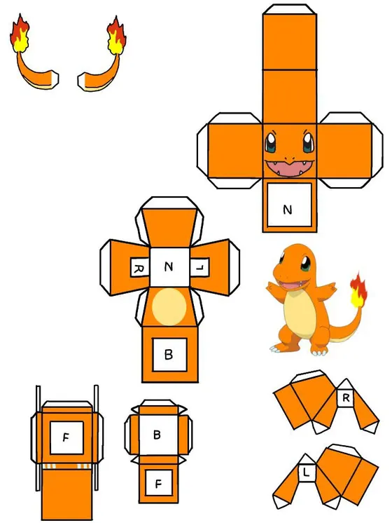 Charmander paper model template