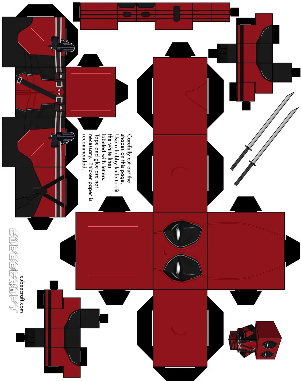 Deadpool paper model — printable template