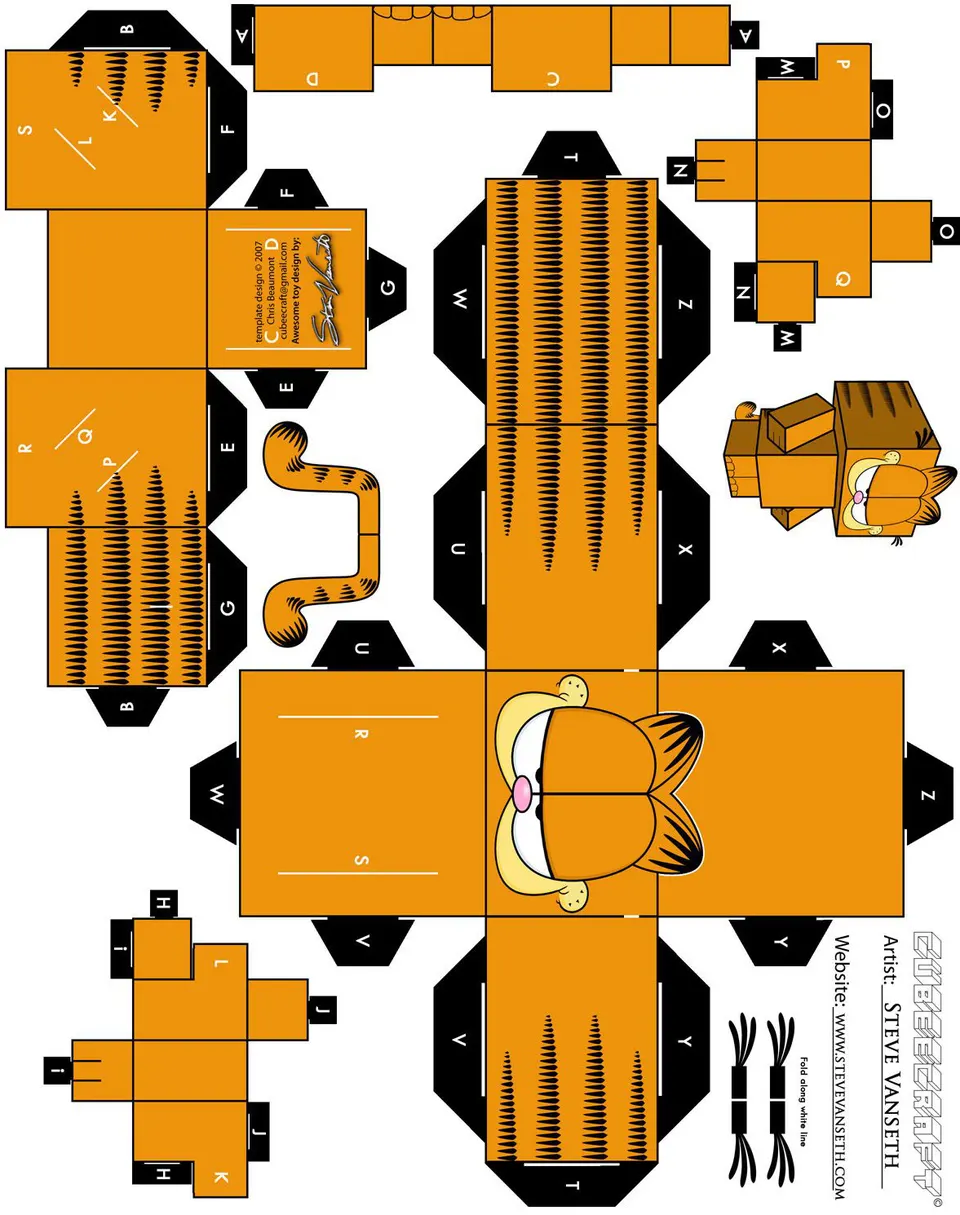 Garfield paper model — printable template