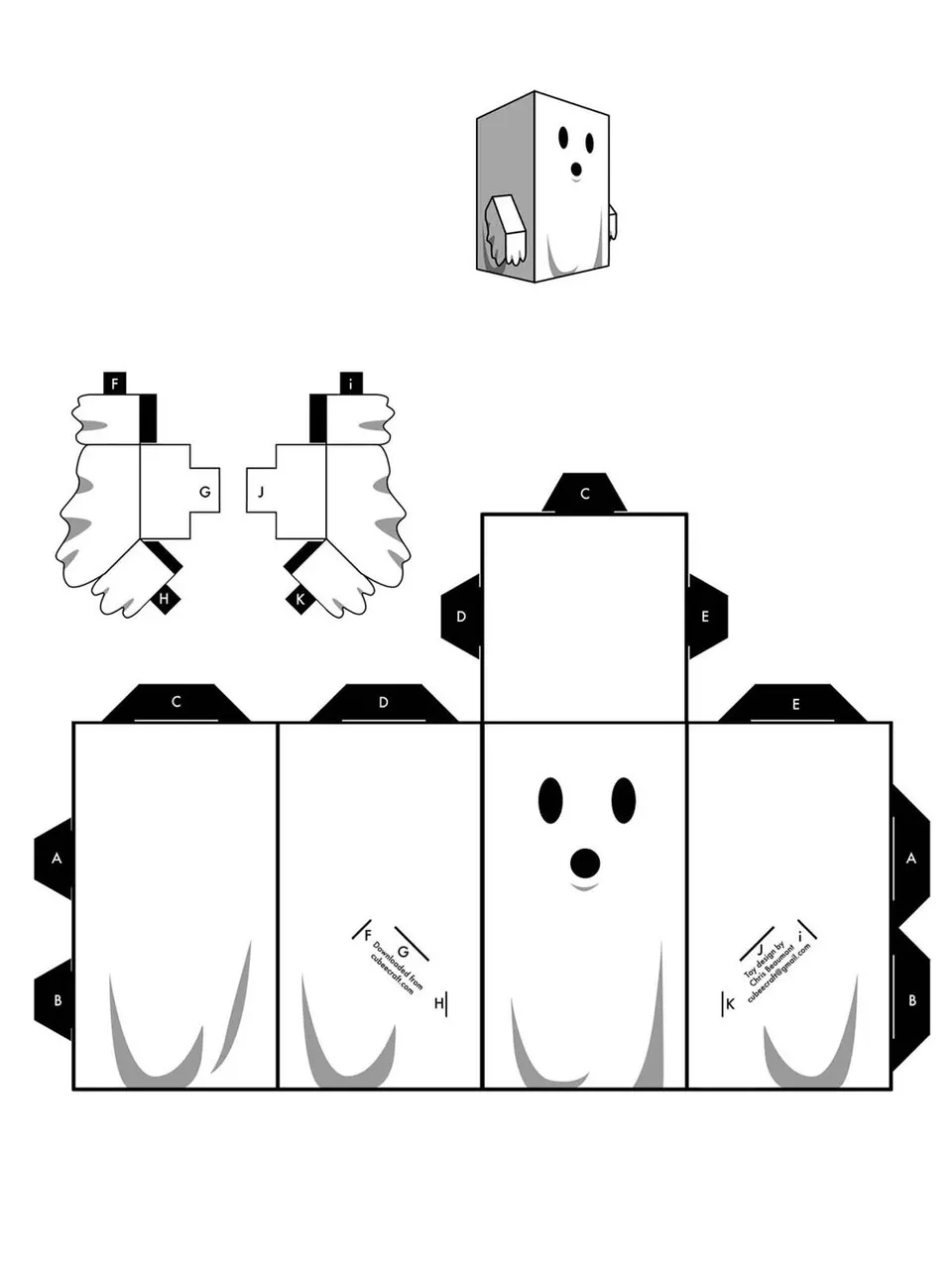 Ghost paper model — printable template