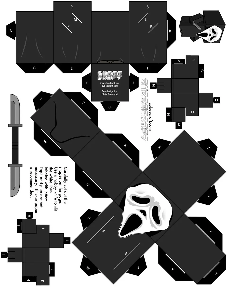 Ghostface paper model — printable template