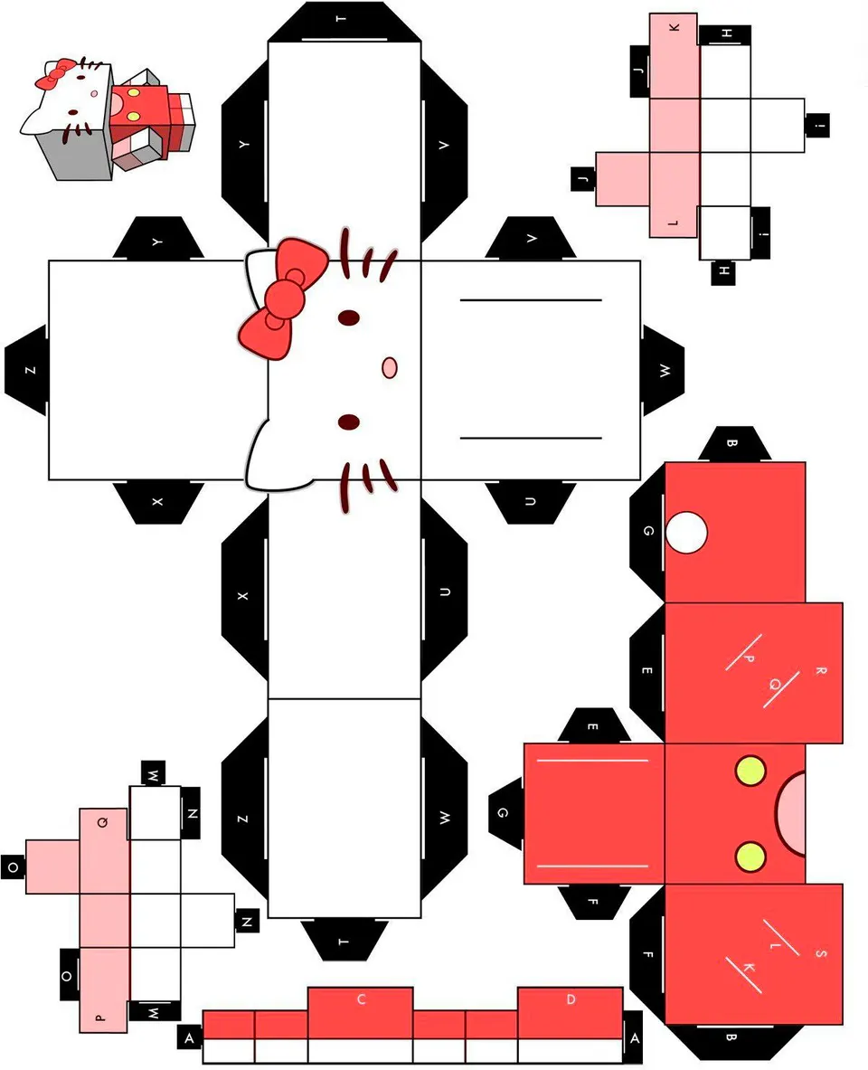 Hello Kitty paper model — printable template