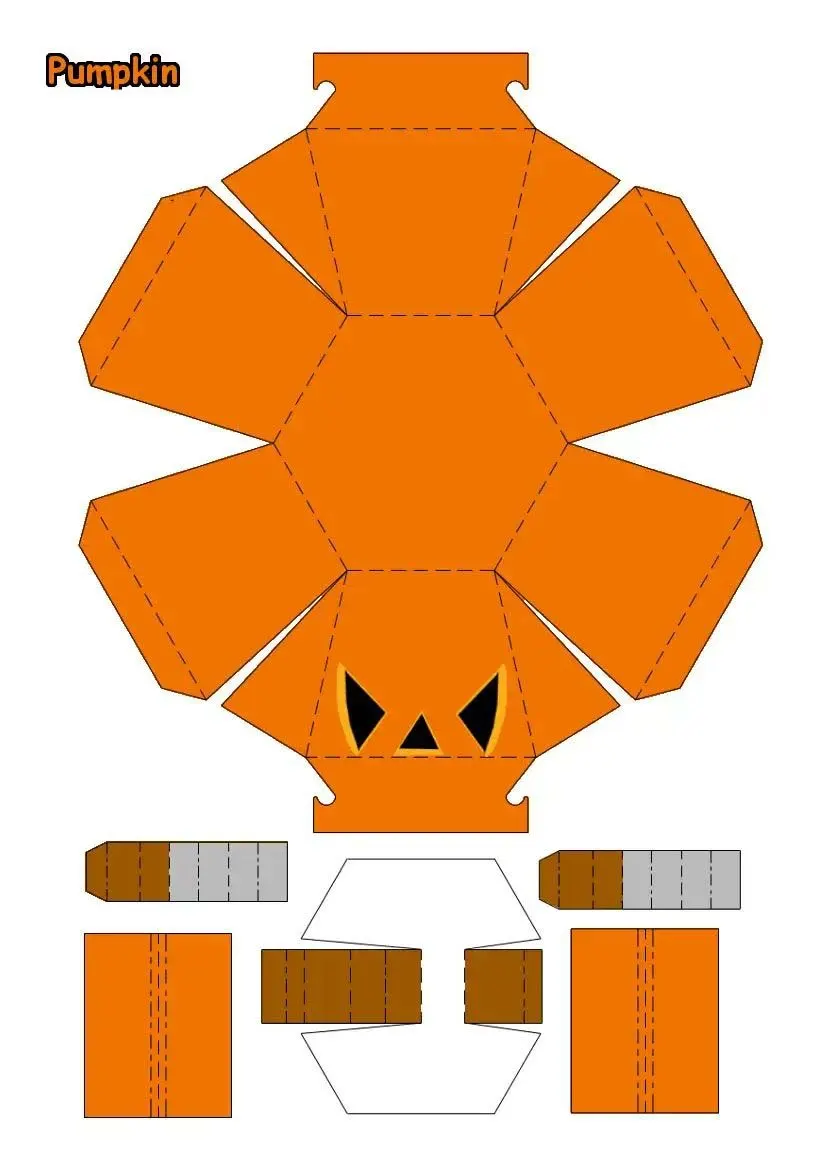 Halloween Pumpkin paper model — printable template