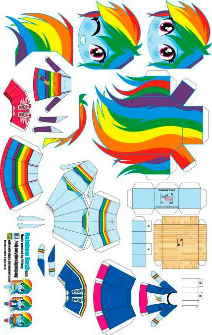 Rainbow Dash paper model — printable template