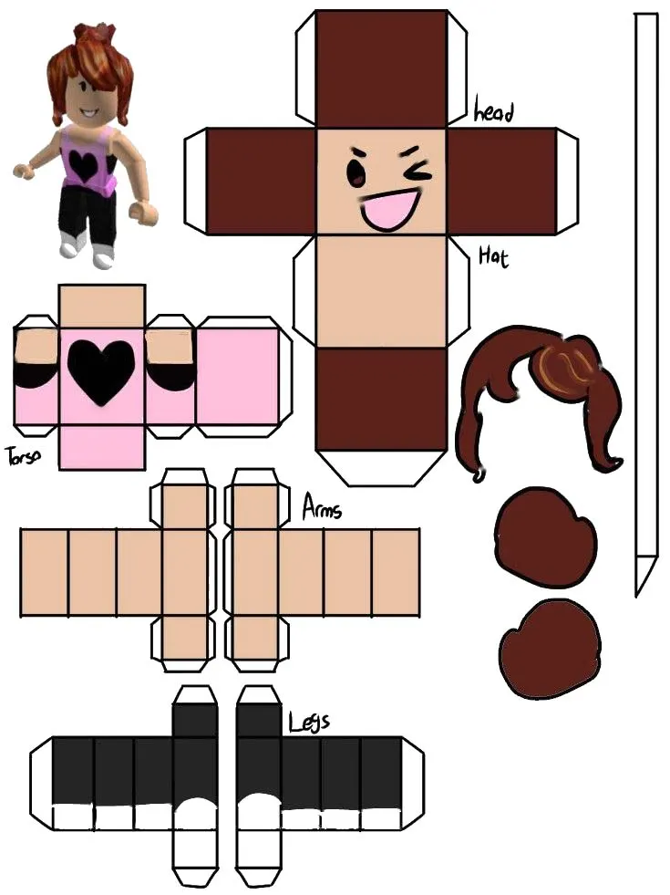 Roblox Girl paper model — printable template