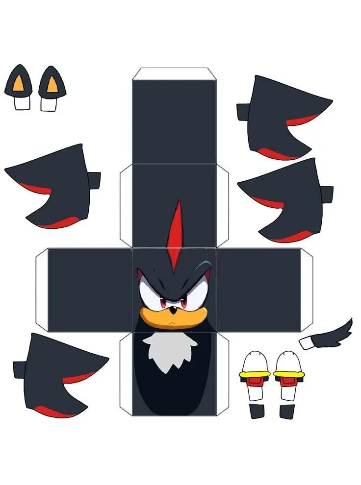 Shadow the Hedgehog paper model — printable template