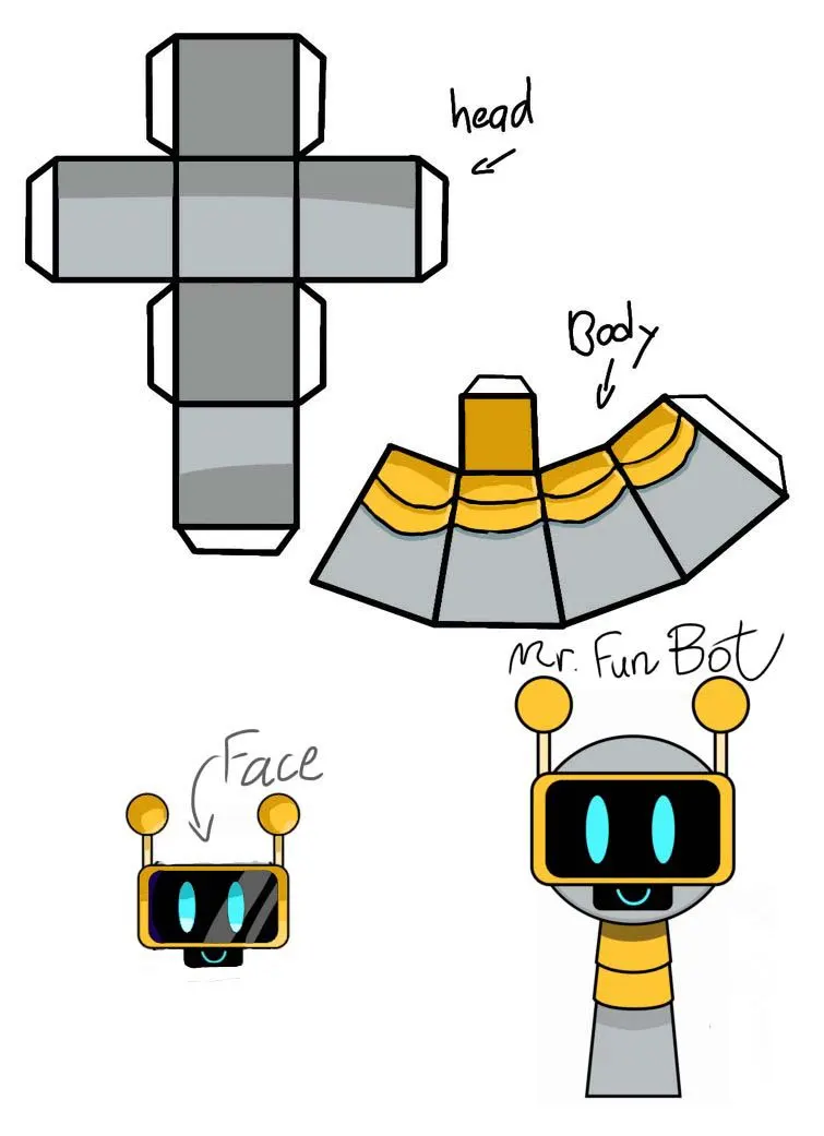 Sprunki FunBot paper model — printable template