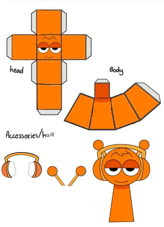 Sprunki Oren paper model template