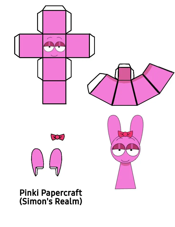 Sprunki Pinki (Simon's Realm) paper model — printable template