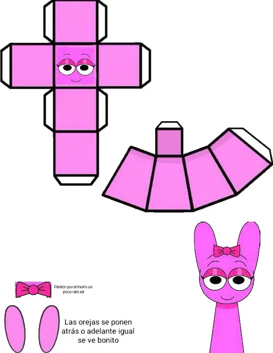 Sprunki Pinki paper model template
