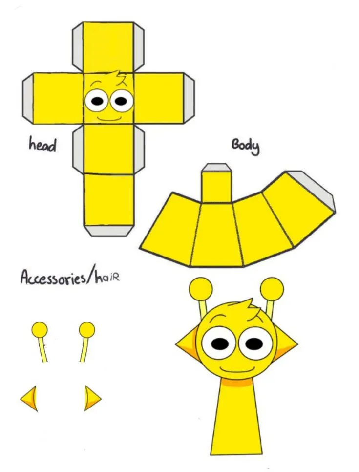 Sprunki Simon Papercraft paper model — printable template