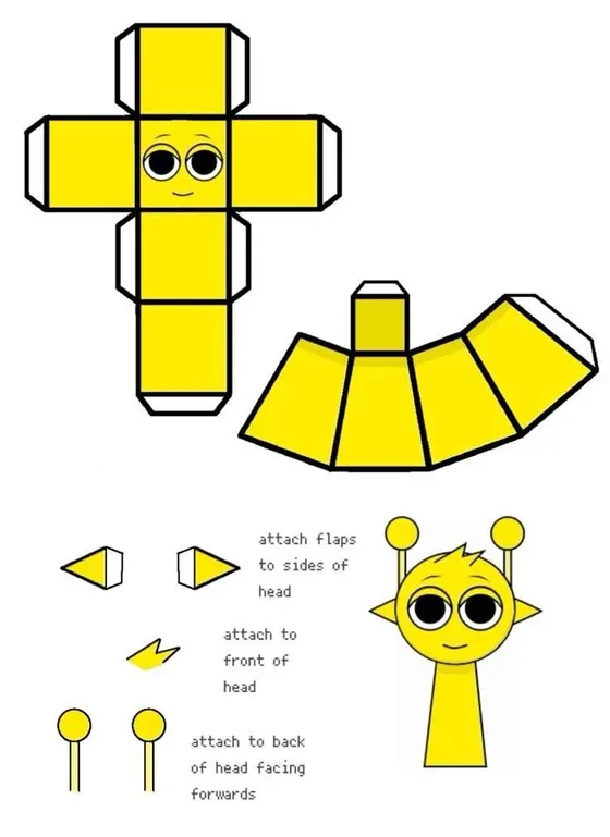 Sprunki Simon paper model template