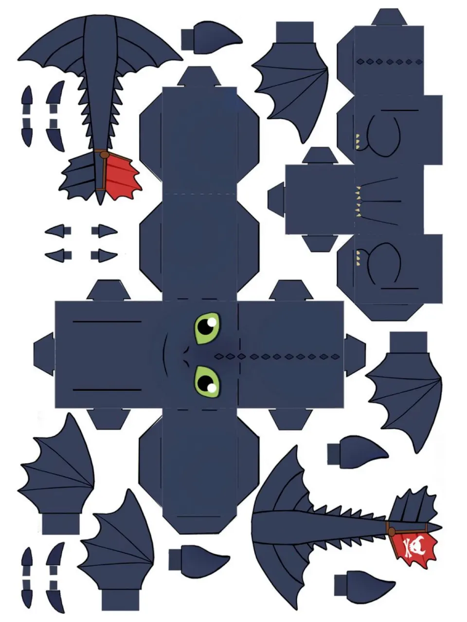 Toothless paper model — printable template