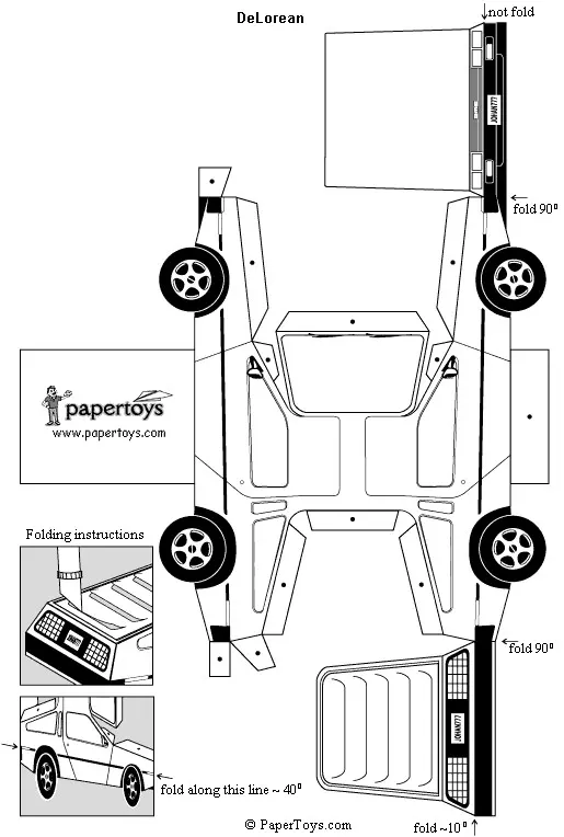 DeLorean paper model template