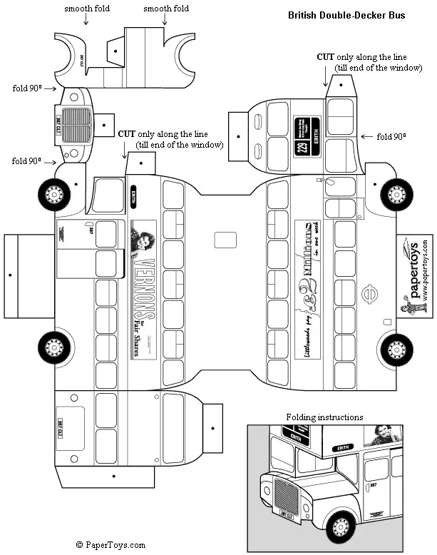 Double Decker Bus paper model — printable template