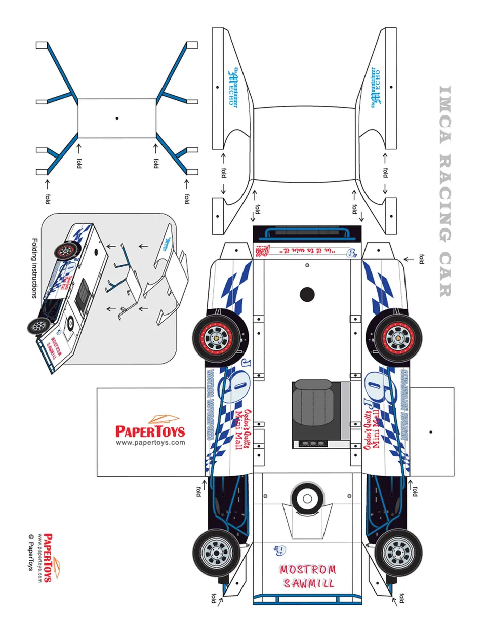 IMCA Race Car paper model — printable template