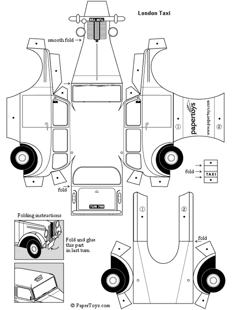 London Taxi paper model — printable template