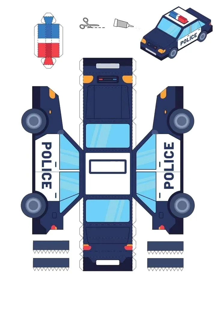 Police Car paper model — printable template