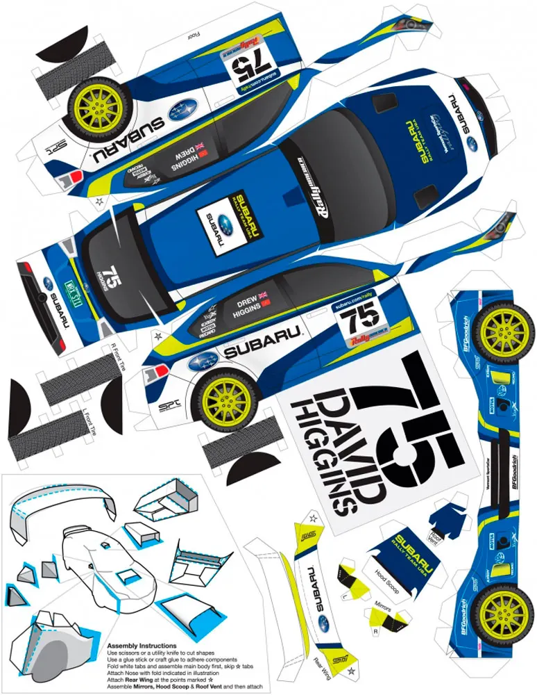 Subaru paper model — printable template